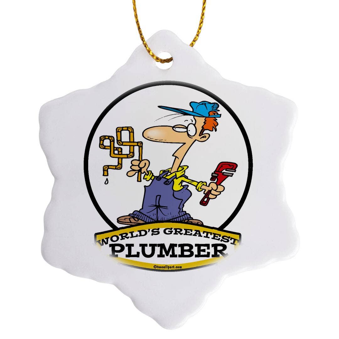 3dRose - Wholesale Ornament - 3dRose, Funny Worlds Greatest Plumber II Occupation Job Cartoon, Ornament7