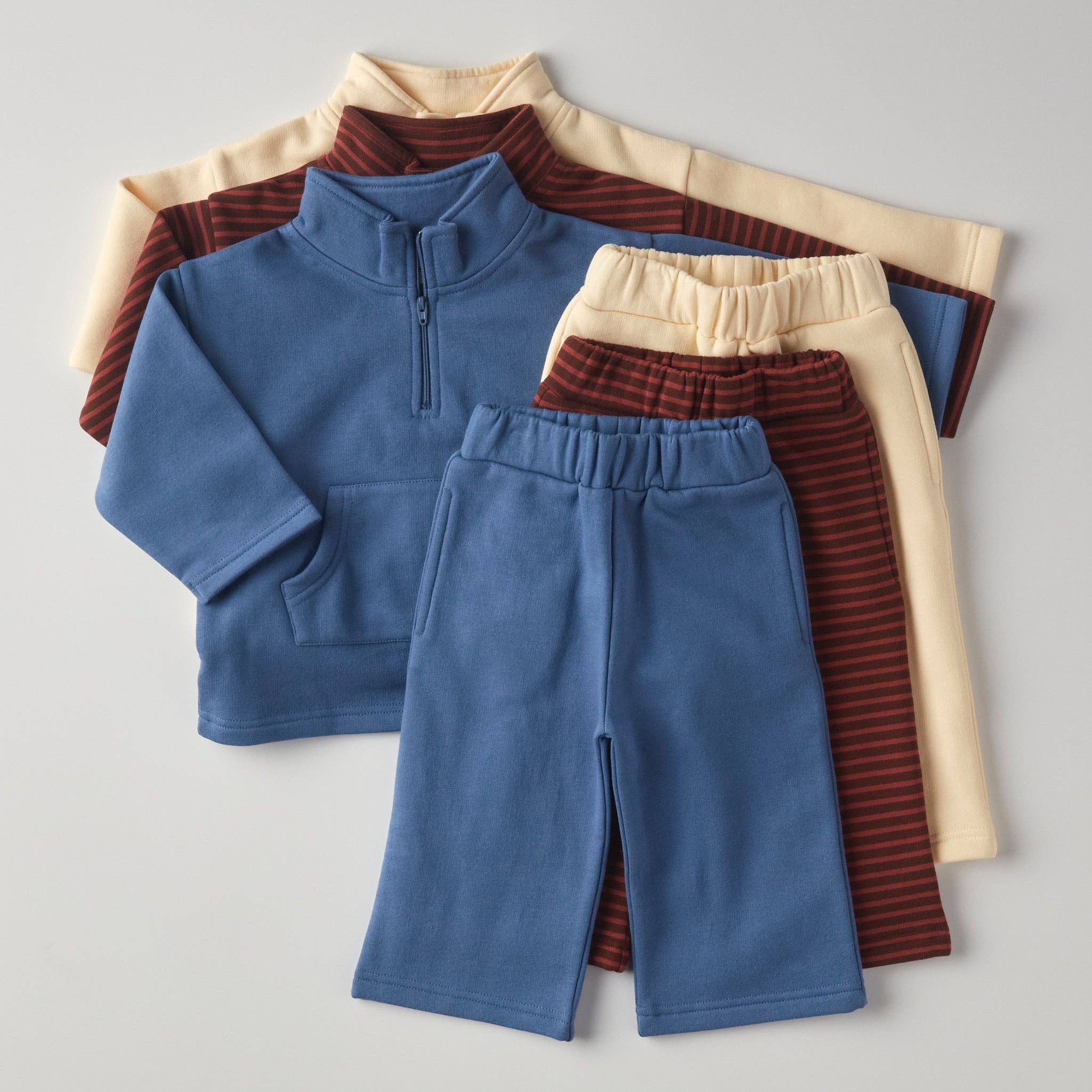 Winnie + Crew - Vente Ensemble haut et pantalon – bébé - Ensemble quart de zip pour tout-petit en vanille4