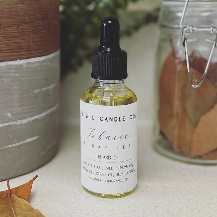 Tobacco & Bay Leaf Beard Oil for wholesale by Lavender & Lace Candle Co