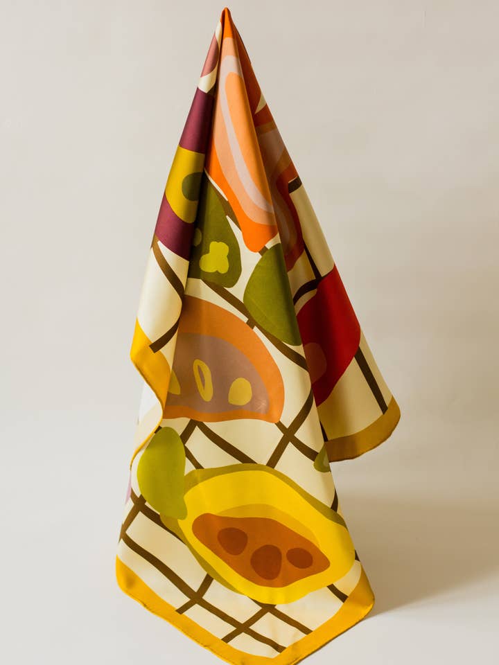 Side Salad by Kunst & Colore, 90cm Silk Scarf for wholesale by Kunst + Colore