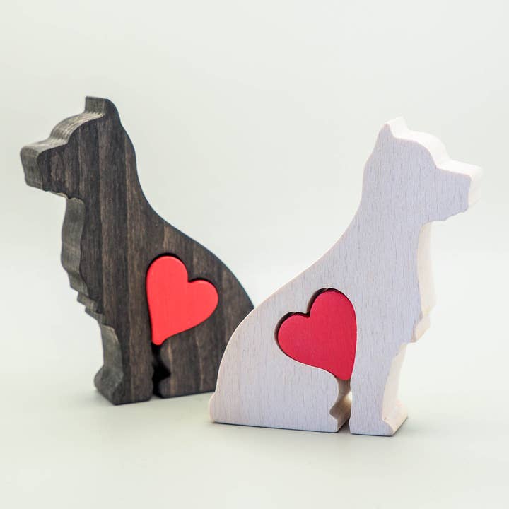 Wood Metamorphosis - Wholesale Decorative Figurine - Dog figurine - West Highland Terrier With Heart Handmade