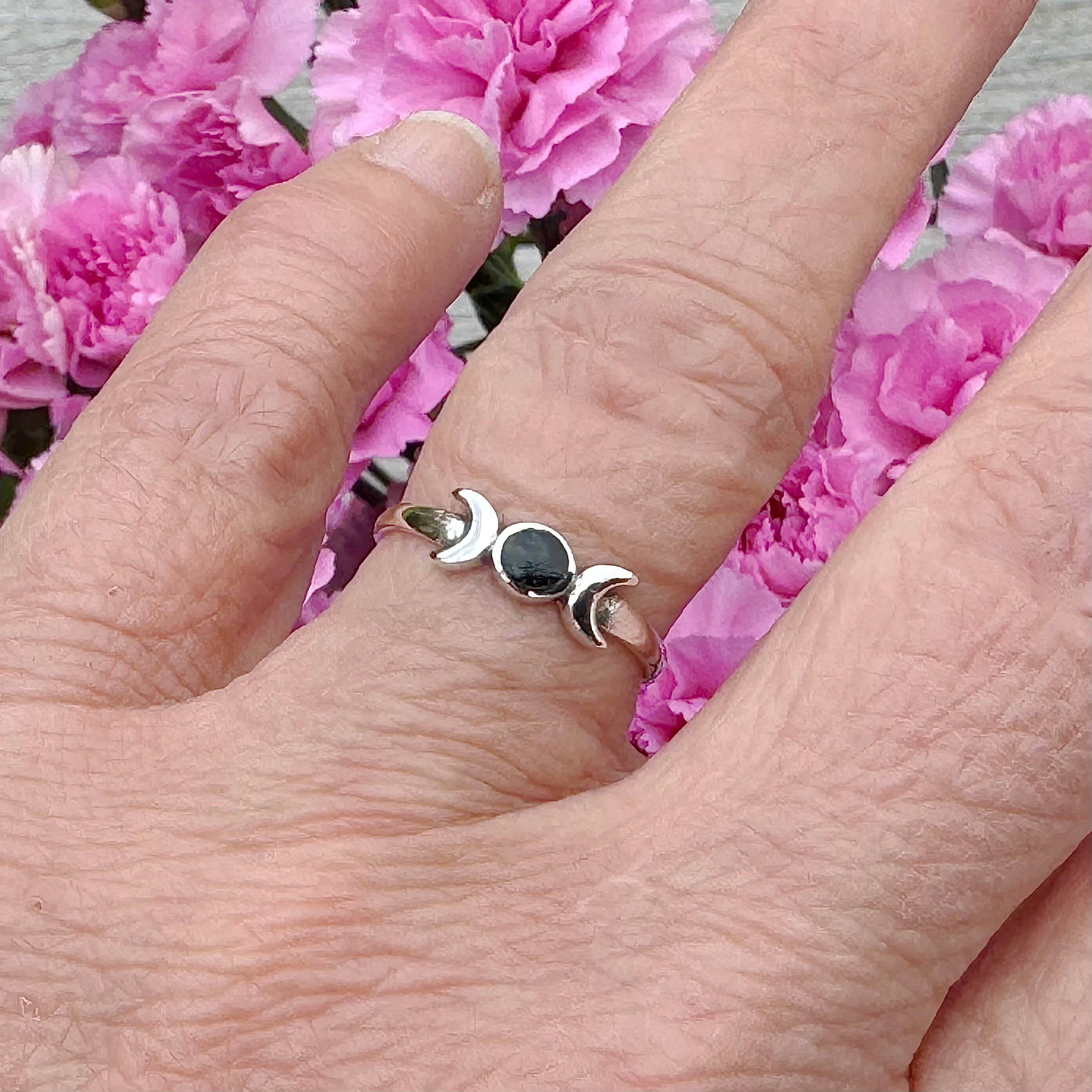 Moonrise Jewelry - Wholesale Single Stone/Solitaire Ring - Sterling Silver Moon with Black Agate Single Stone Ring7
