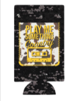 Play Me Something Country black sequin slim can cooler for wholesale on Faire1