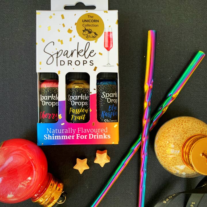 Sparkle Drops - Wholesale Cocktail Mix/Syrup - Sparkle Drops Shimmer Syrup 30ml GiftSet-6 Unicorn CLIPSTRIP