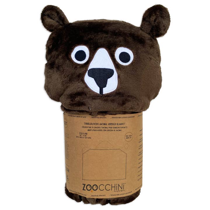 ZOOCCHINI - Wholesale Bedding Blanket - Kids & Baby - Toddler/Kids Animal Hooded Blanket Bosley the Bear