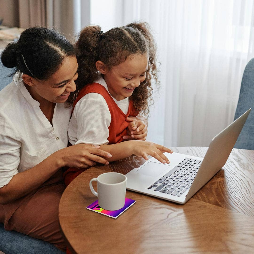 3dRose - Vente Sous-verre - 3dRose, Art abstrait cool de tentes colorées, montagnes. Cadeau pour campeur heureux, Dessous de verre1