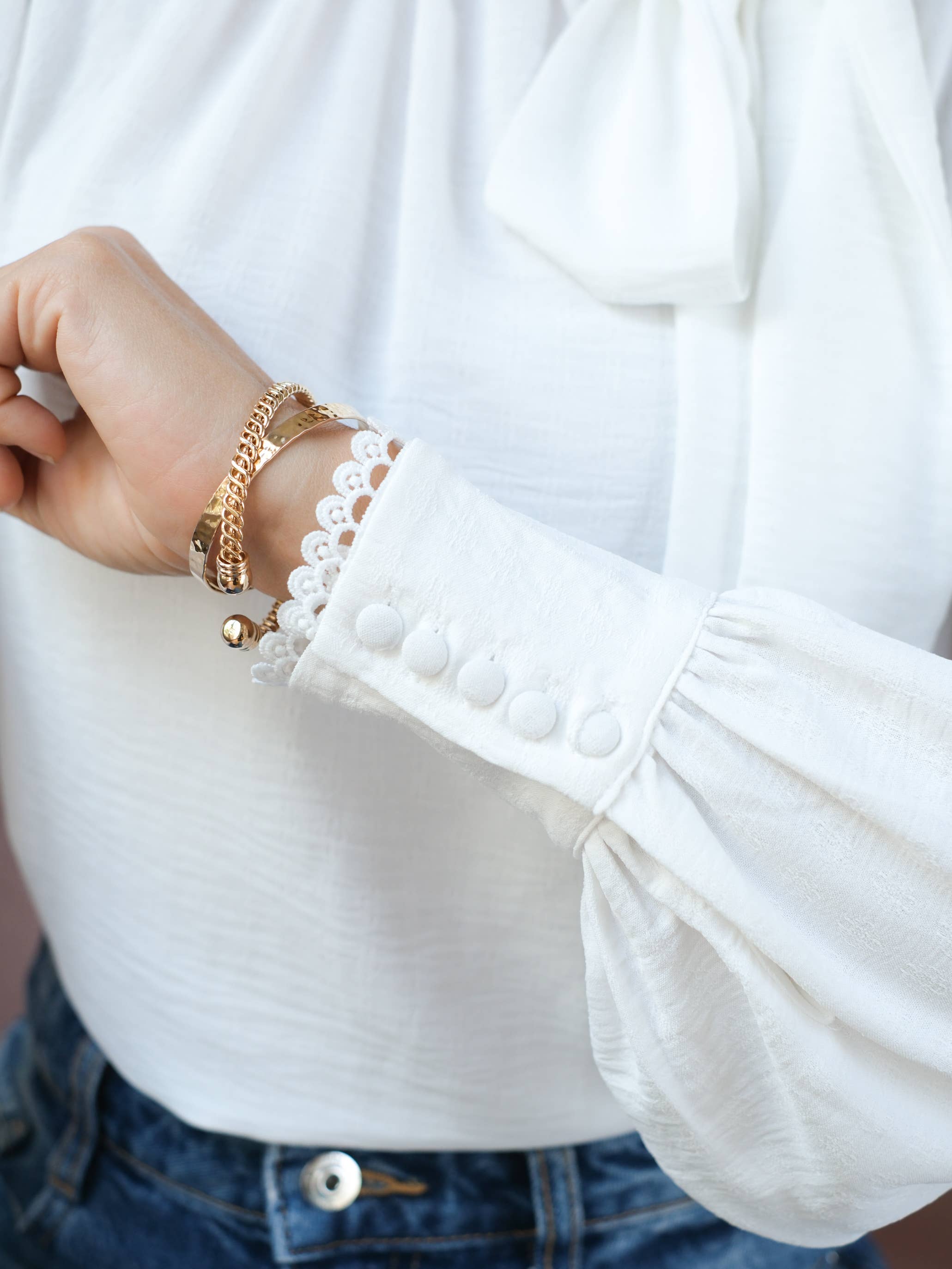 LOVIE & CO - Wholesale Blouse - Women's - Textured blouse with lavallière collar and open back - 4973T-MARGOT10