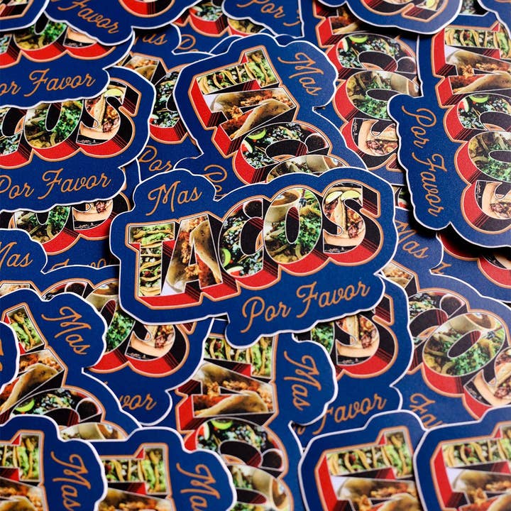 Mas Tacos Por Favor Sticker for wholesale by Taco Gear