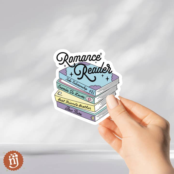 Nearly June Design Co - Wholesale Sticker - Romance Reader Bookstack Sticker2