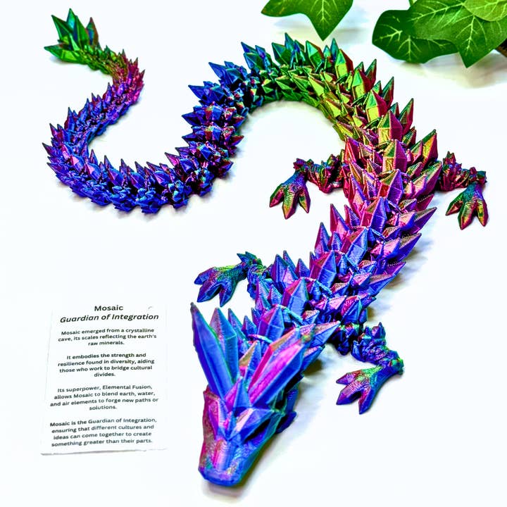 Dragon Fidgets - Wholesale Fidget Toy - Kids - 19IN Crystal Dragon Fidget Toy Decor, 3D Printed