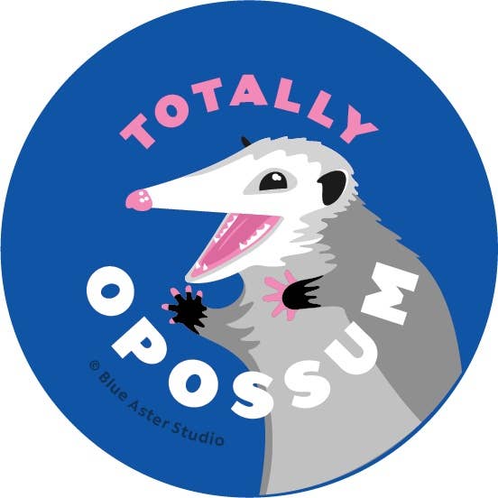 Pulsante opossum, «Totally Opossum» per la vendita all'ingrosso da parte di Rextooth Studios