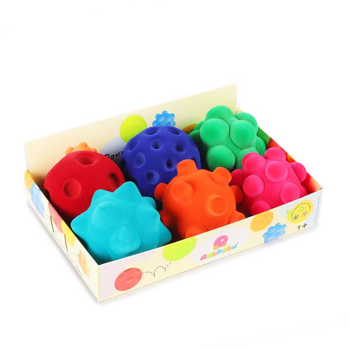 Sensory 4" Ball Assortment (set of 6) for wholesale by Rubbabu