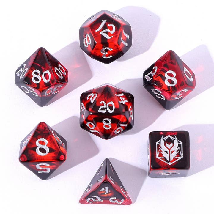 Hymgho Premium Dice - Wholesale Dice - Wyrmforged Rollers - Rounded Resin Polyhedral Dice - Dragon Eye Red
