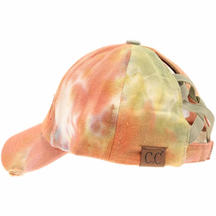 C.C Beanie - Wholesale Ponytail Cap - Women's - Tie Dye Criss-Cross High Ponytail CC Ball Cap BT791