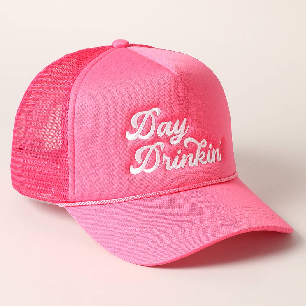 Fashion City - Wholesale Trucker Hat - Women's - Day Drinkin Texts Embroidery Mesh Back Trucker Hat15