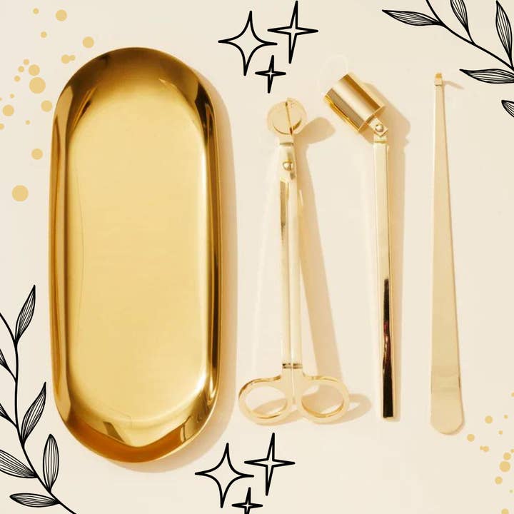 Candle Care Kit In Gold for wholesale by DivineWaters57, Inc.