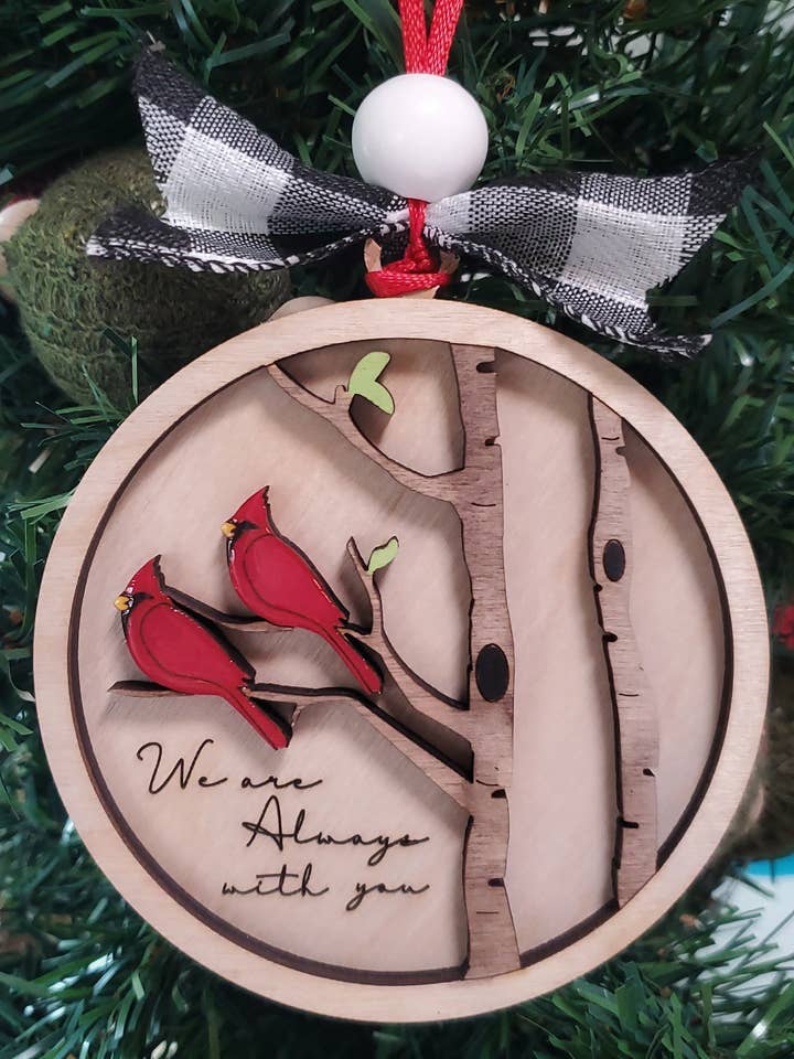 Double Cardinal Memorial Ornament for wholesale by TCB Designs Florida