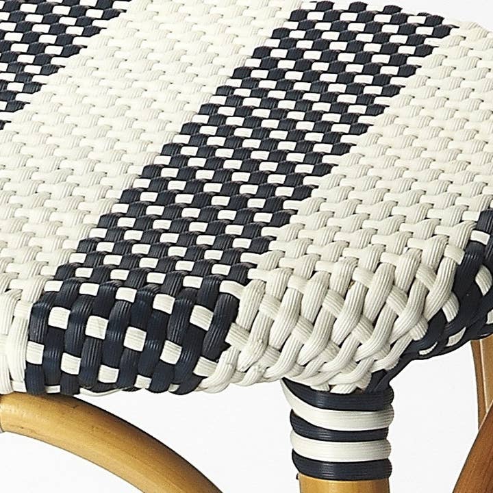 HomeRoots - Wholesale Stool - 30" Blue White And Natural Rattan Backless Height Bar Chair4