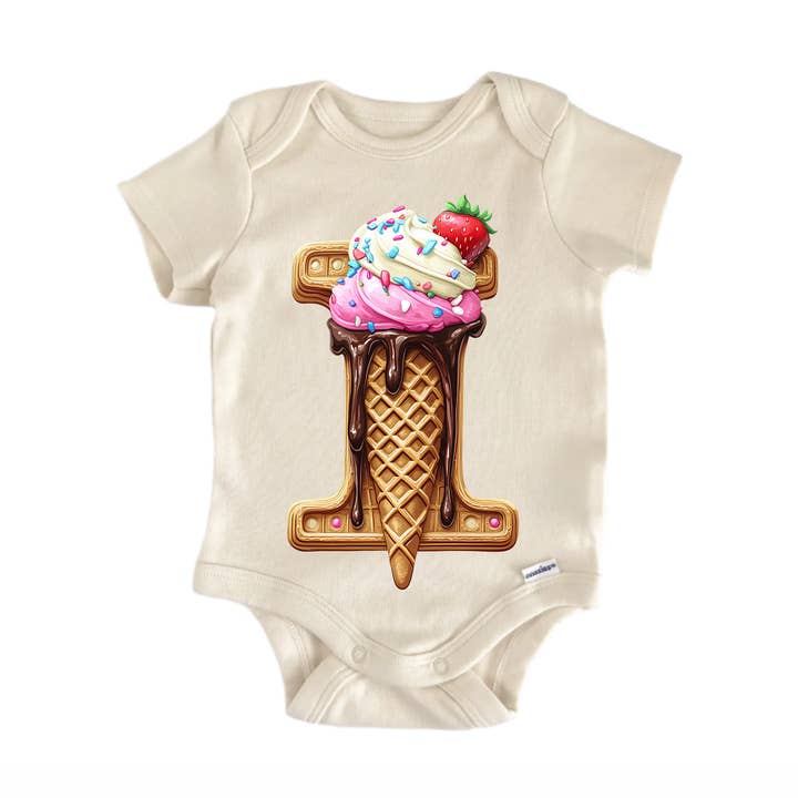 I Letter Name Ice Cream - Baby Bodysuit for wholesale by North Fork Forager LLC
