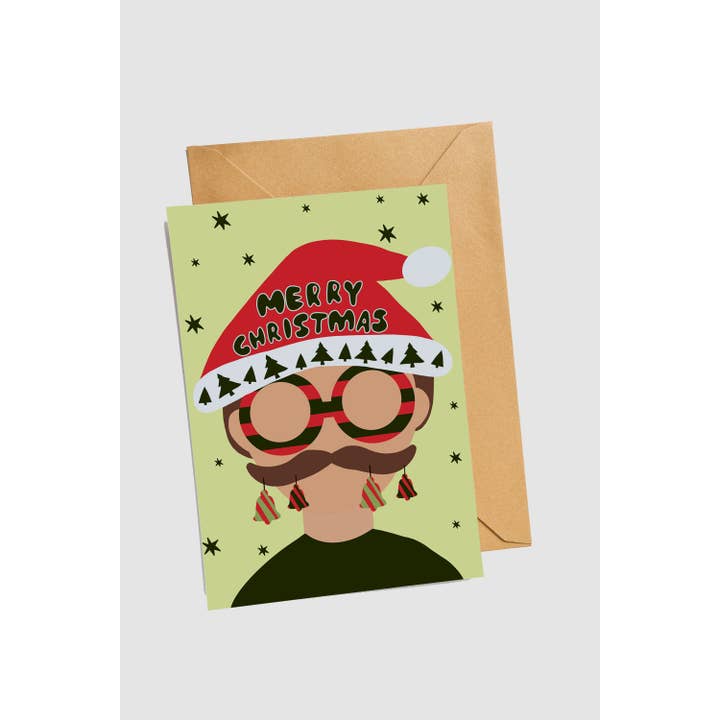 Cartão de Natal Bauble Beard | Reciclado | Saudação de Natal por atacado de Moody Cow Studio