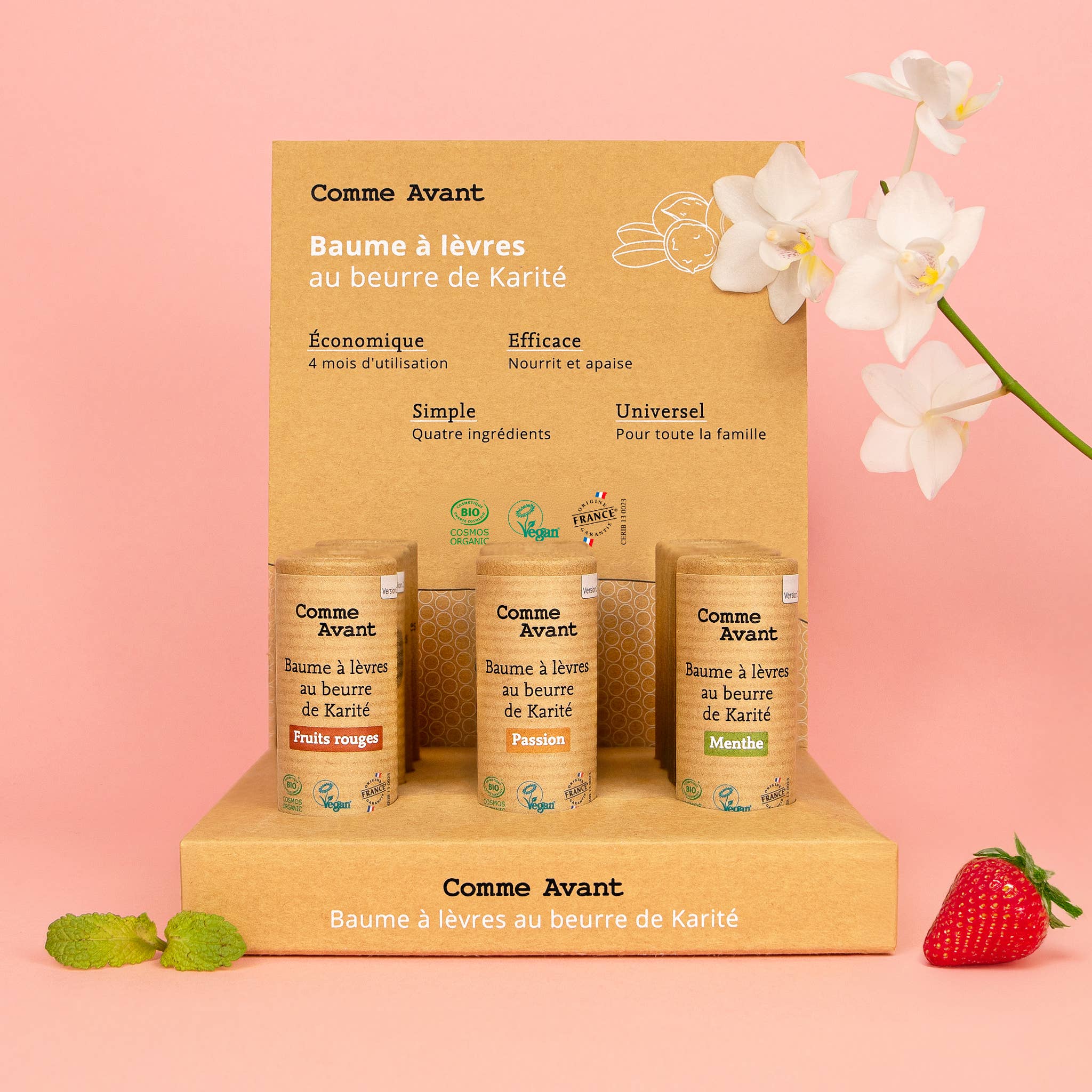 Comme Avant - Wholesale Lip Balm - Shea Butter Lip Balm Display