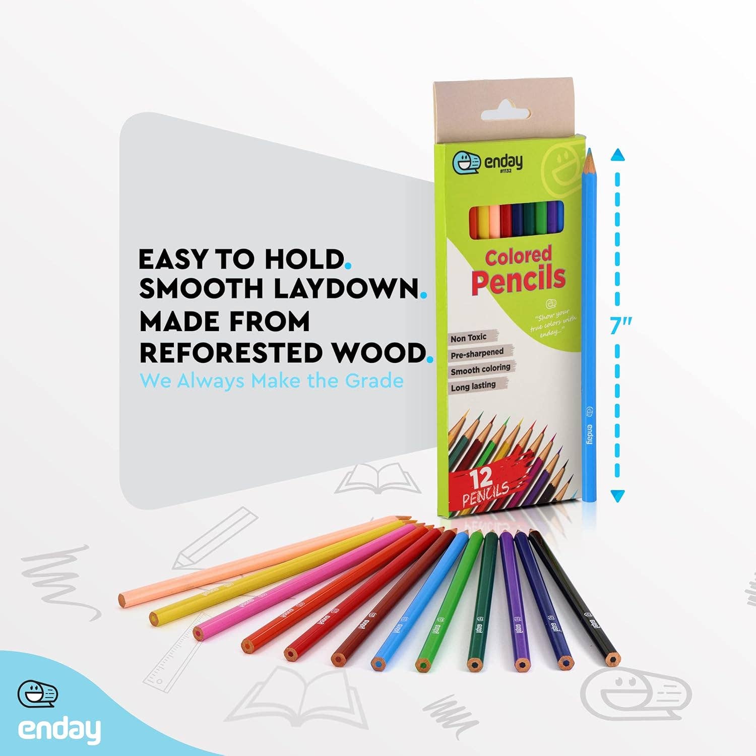 enday – Engroshandel Farvetblyant – enday 12 farveblyanter, forspidsede farveblyanter1