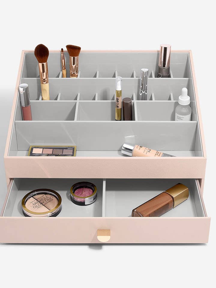 Blush Pink Supersize Makeup Organiser for wholesale by Stackers