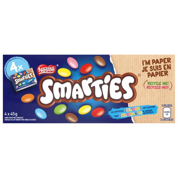 SMARTIES Multipack Chocolats enrobés de bonbons, 4 x 45 g pour la vente par Echo Sales Canada