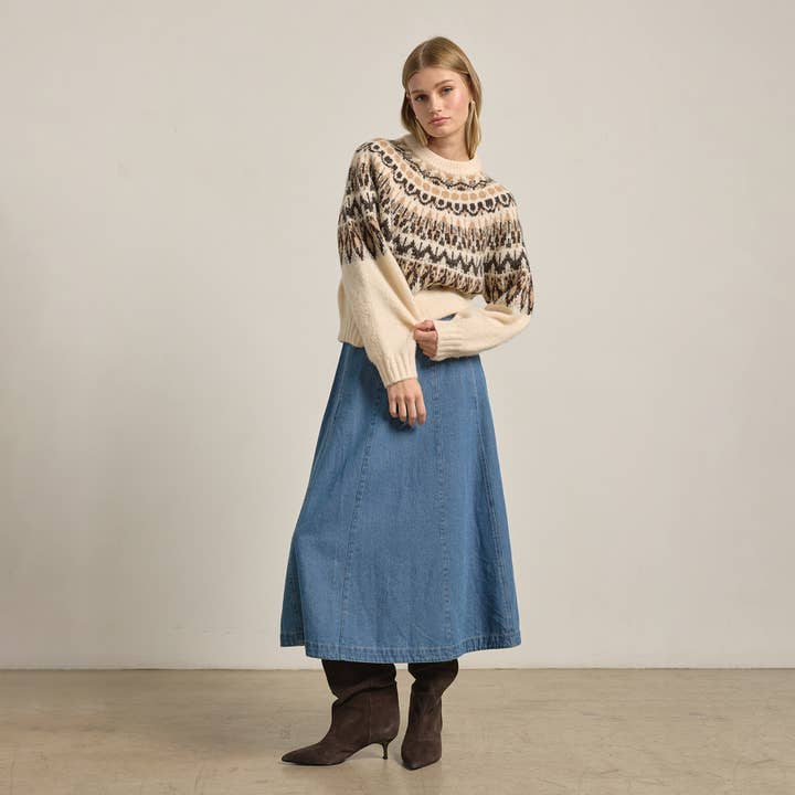 IVORY MIX Nordic Pattern Knit Sweater - RSW1118 for wholesale on Faire4