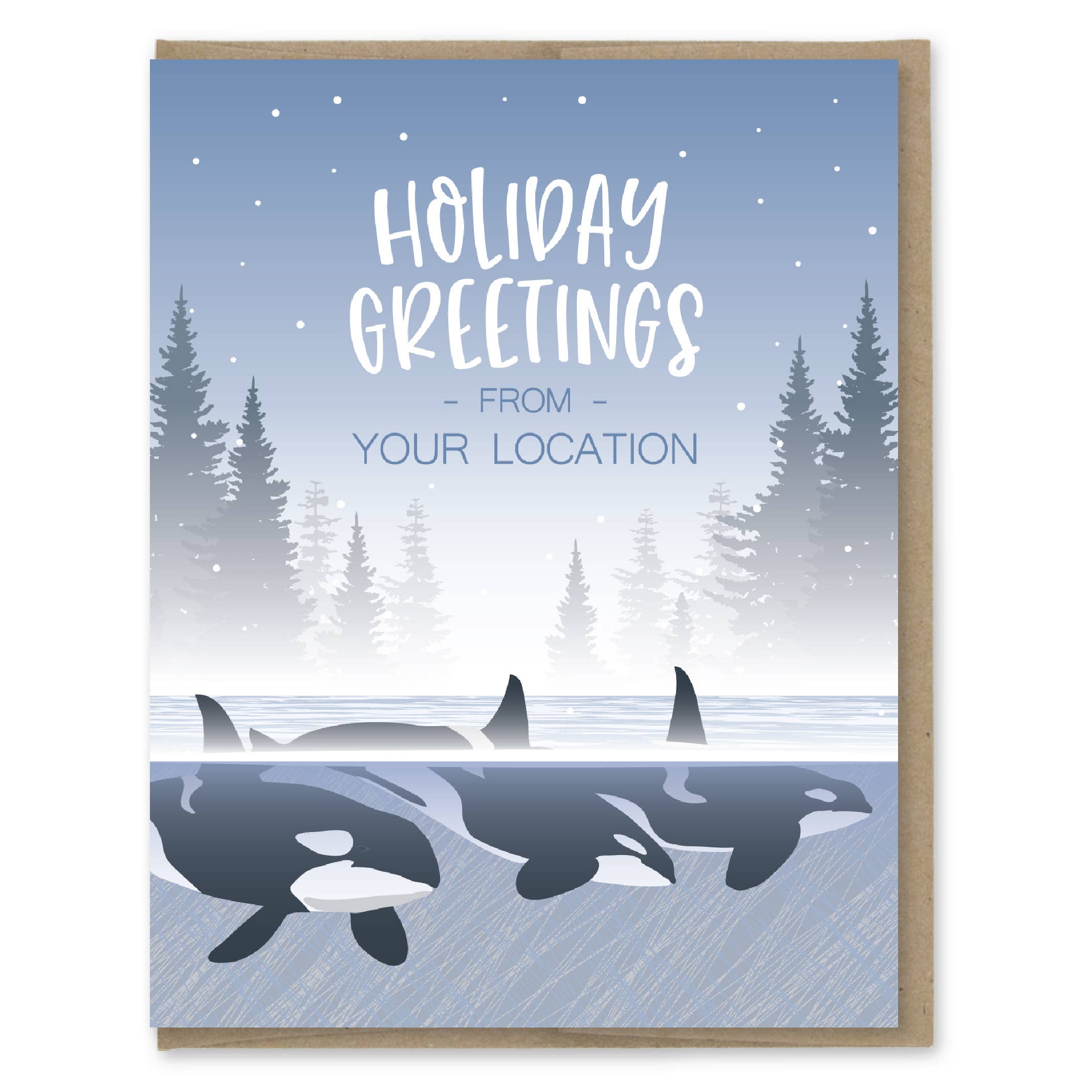 Modern Printed Matter – wholesale Season’s Greetings card – Custom Holiday Card - Orcas0