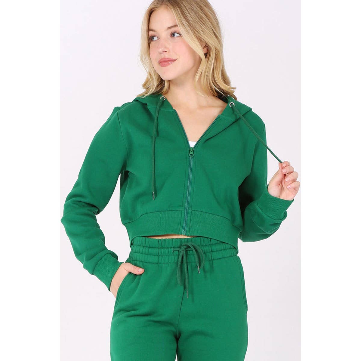 UP CLOTHING - Wholesale Hoodie - Women's - Cropped Fleece Zip Up Hoodie Jacket6