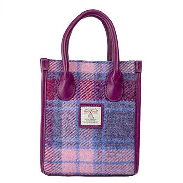 Hattis Tweed Sac à main mini pour femmes en tartan fuchsia H2306 pour la vente par Strathurie