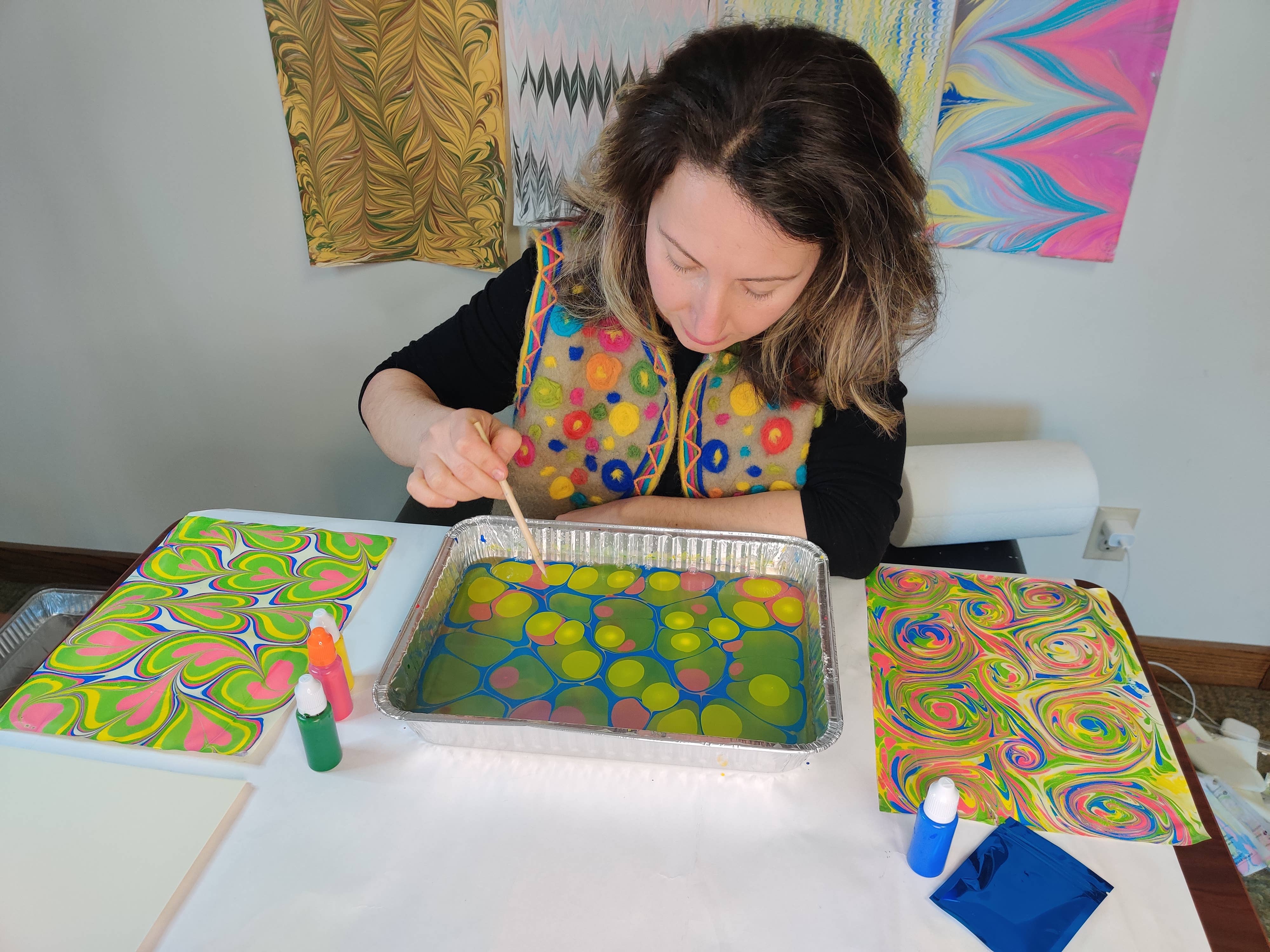 Marbling Art LLC – wholesale Origami/Kirigami-papper – Handmarmorerat papper – set om 5 ark i kopieringspappersstorlek2