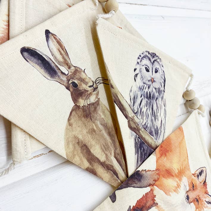 MYWOODYSTYLE – Großhandel Wimpel/Girlande – Wimpelkette, Stoff-Girlande, Waldtiere,FOREST FRIENDS1