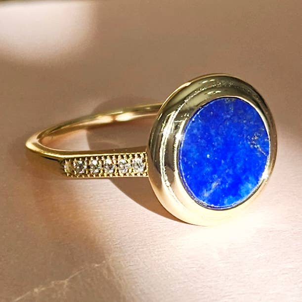 LAPIS LAZULI SIGNETRING - R-FT1317 for engroshandel hos HolyBang Jewels