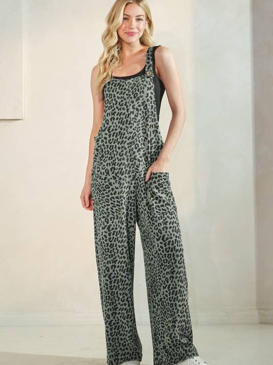 P1068HE11-Animal Urban Ribbed Sleeveless Jumpsuits for wholesale by Sunday Morning