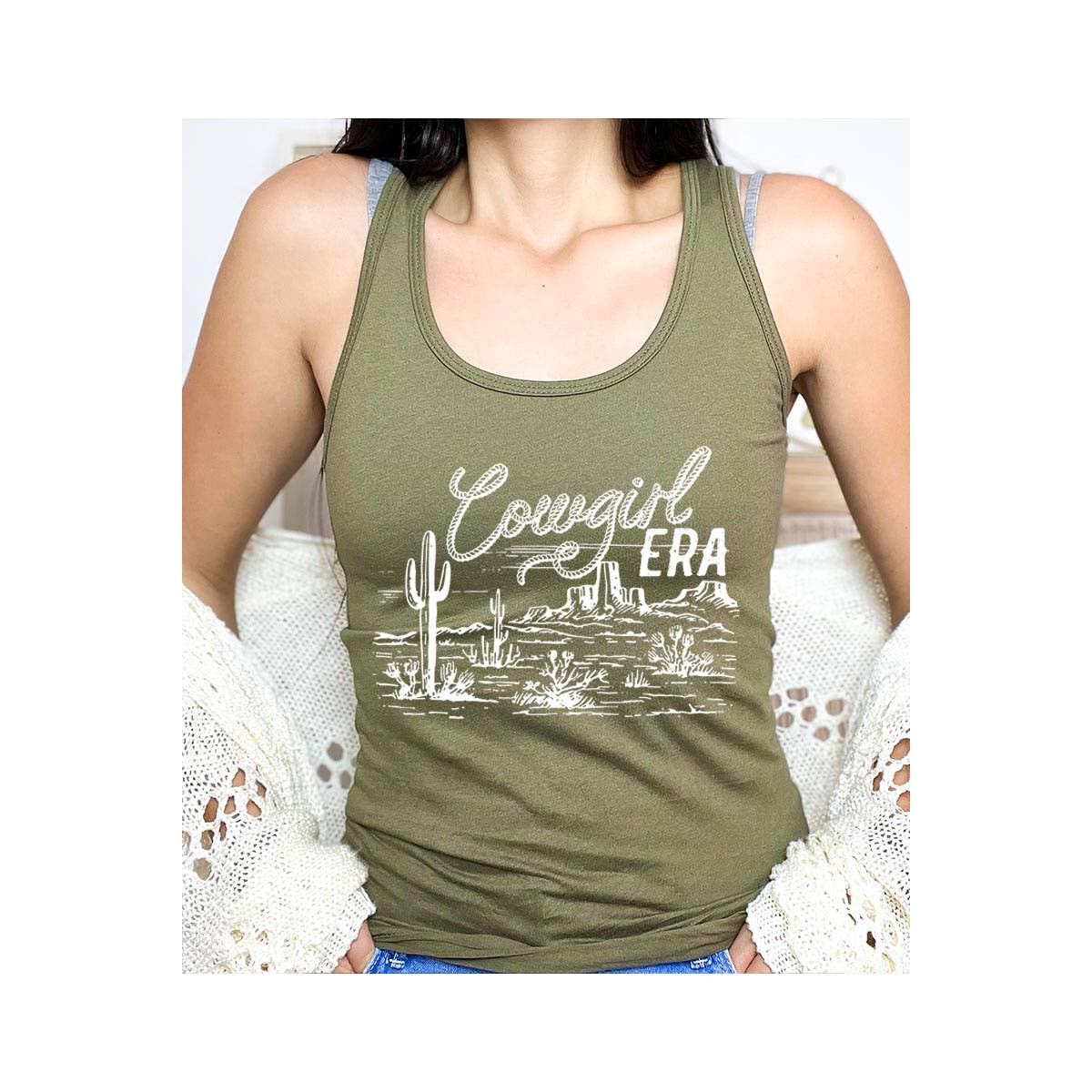 COLORBEAR – wholesale Tank top – Women′s – Cowgirl Era Graphic Racerback Tank Top6