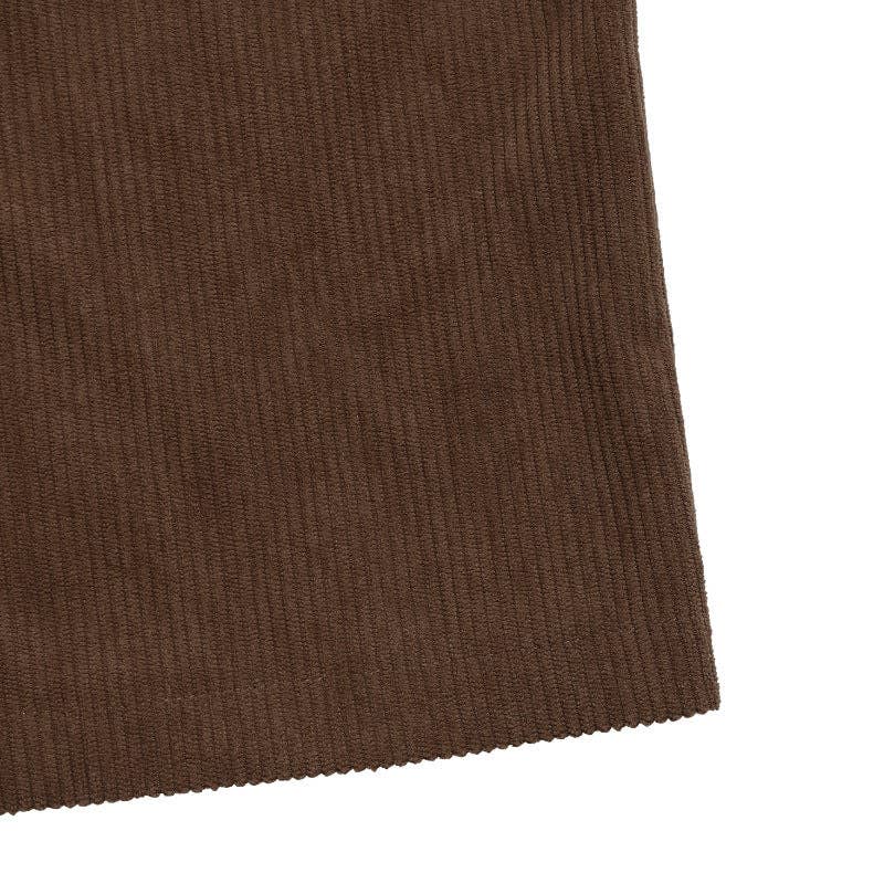 Koffie bruin Vintage corduroy rok met gespleten uiteinden, veelzijdig voor groothandel op Faire7