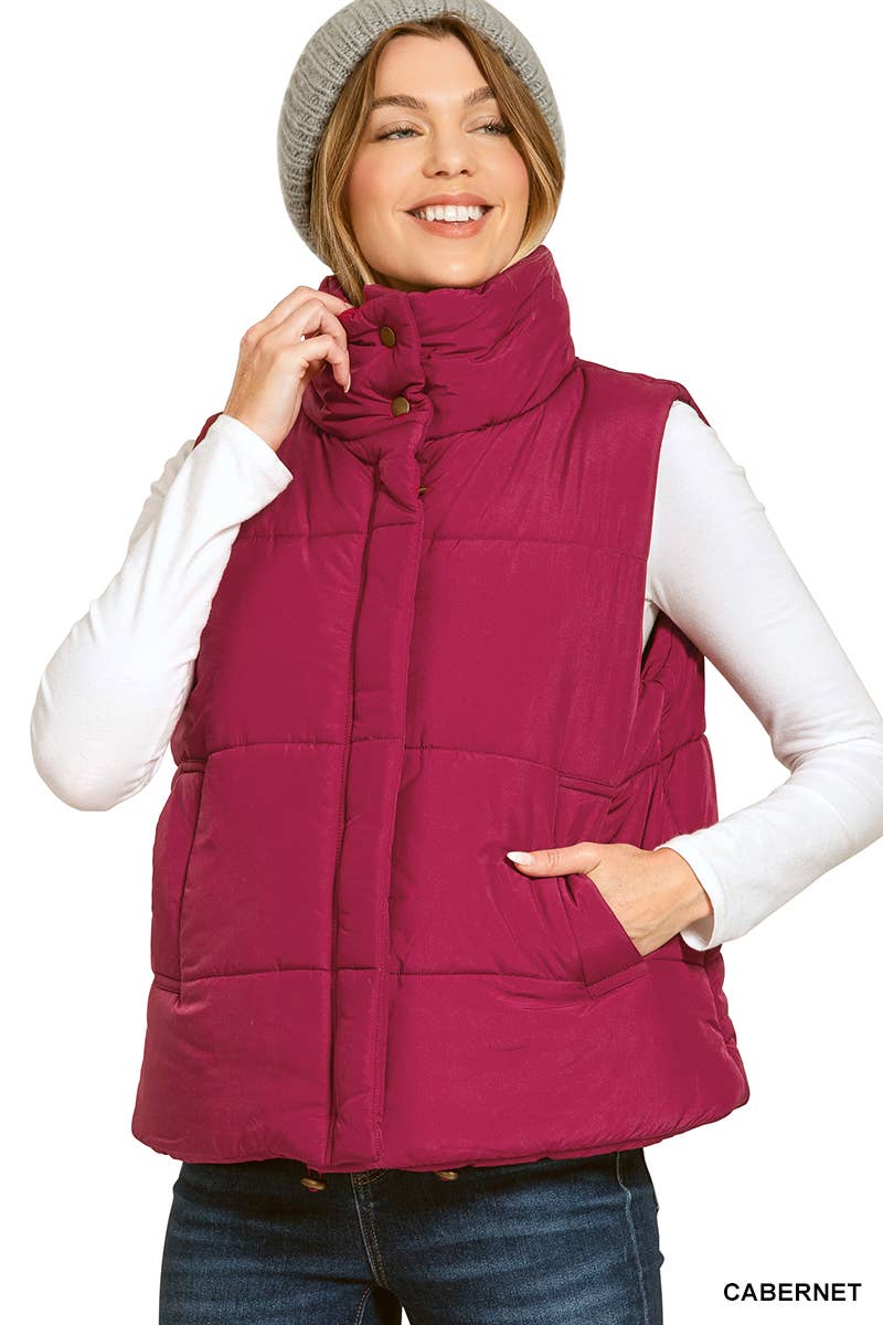 42POPS – Engroshandel Vest - Dame – 1015 Højhalset Puffer Vest med Lommer SI-281603
