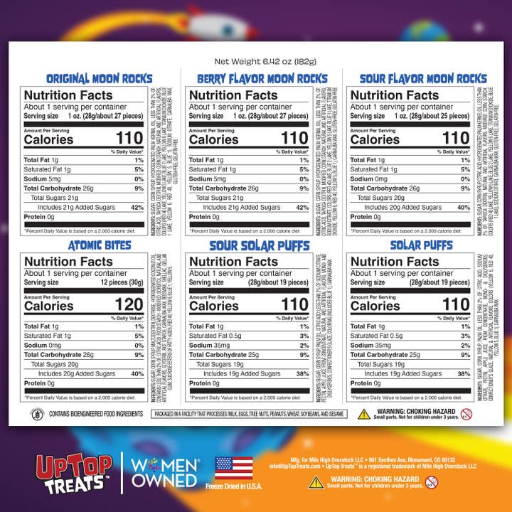UpTop Treats - Wholesale Hard Candy - Space-Theme - Freeze Dried Candy Sampler Box - 6.42oz3