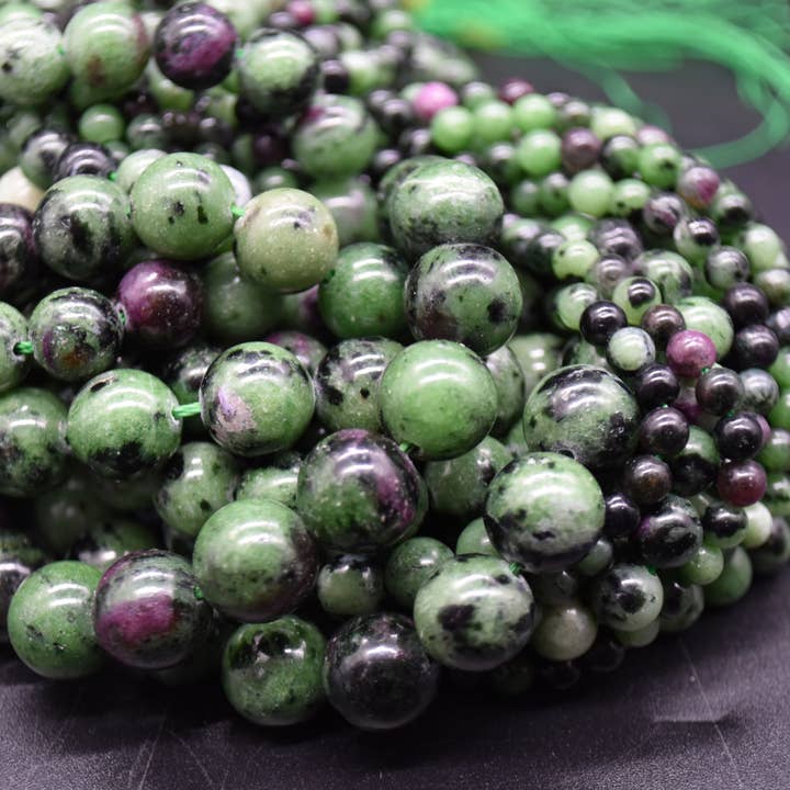 Grade A Natural Ruby Zoisite Gemstone Round Beads for wholesale by Oriental Direct Craft Supplies
