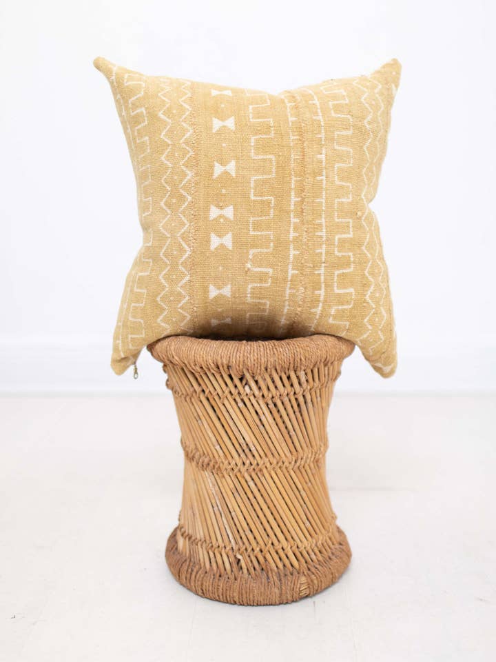 Light Mustard Mudcloth Pillow 104 for wholesale by DK Renewal