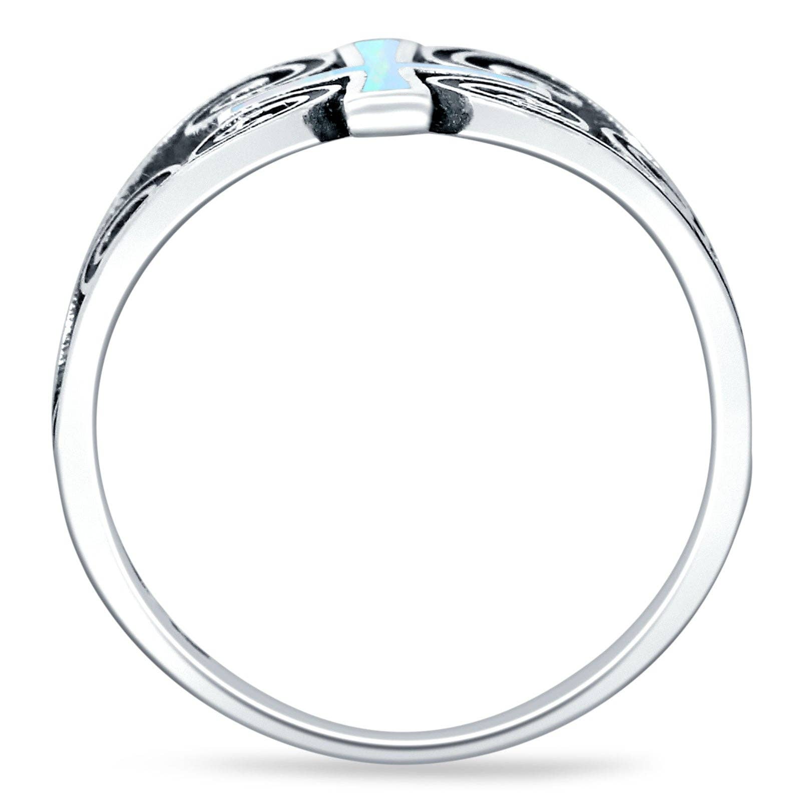 Opale bianco creato in laboratorio Anello a Spirale con Cuore Incrociato in Opale Bianco Creato in Laboratorio Ossidato all'Ingrosso in vendita all'ingrosso su Faire2