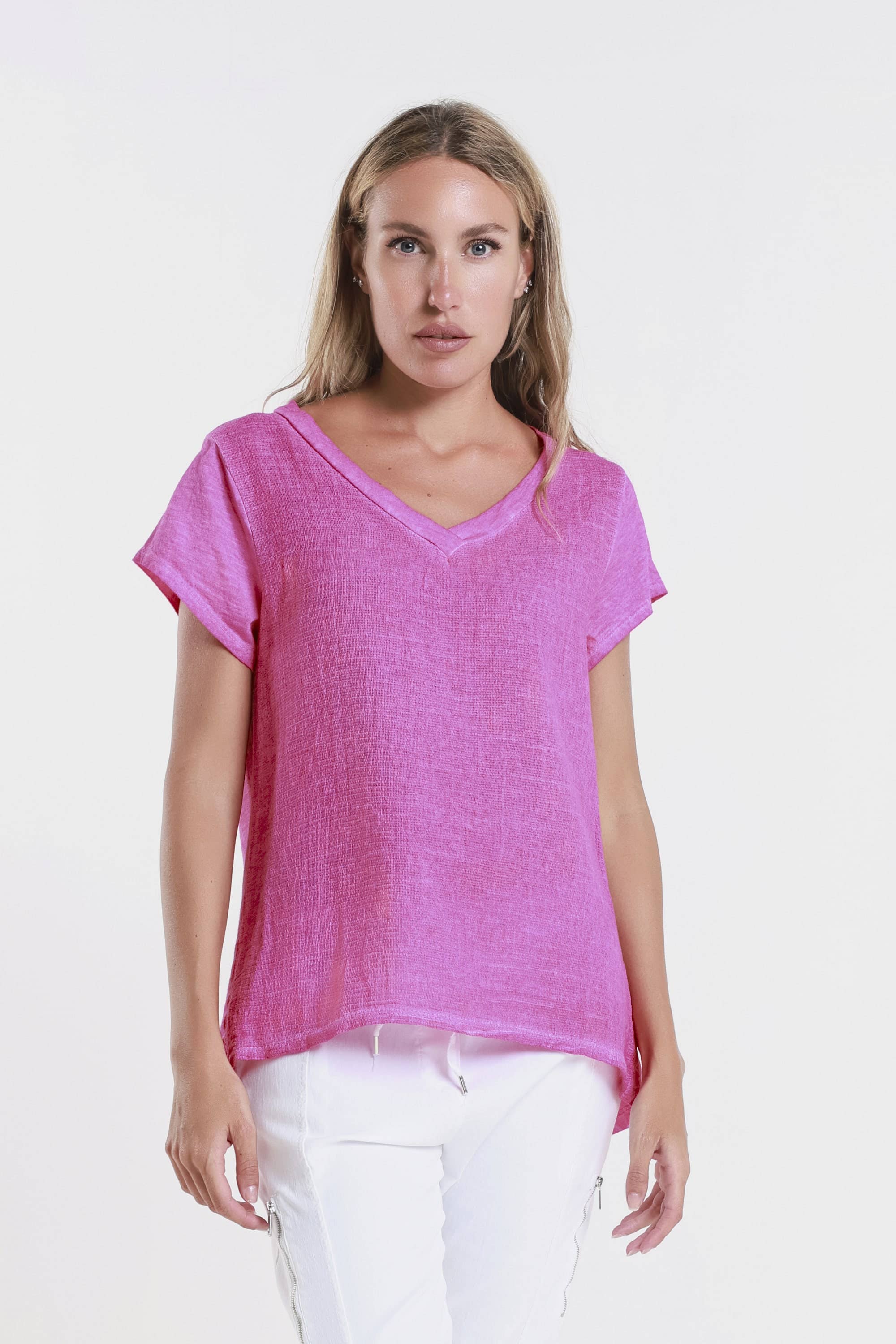 TINA Stephens Italy/Tees By Tina - Wholesale Blouse - Women's - Nola Cotton/Linen V-Neck Top (BSS207)18