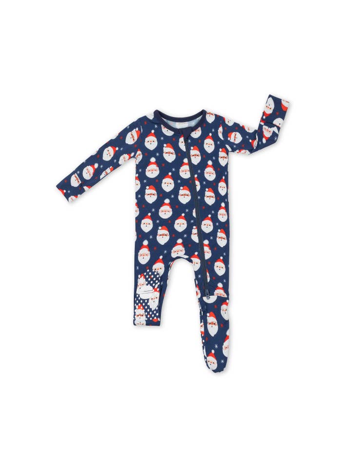 Macaron + Me - Wholesale Sleepsuit ā Baby - Vintage Santa Footsie-Navy4