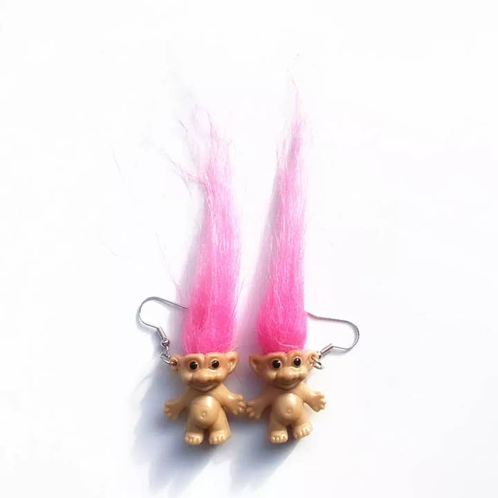 React Activewear - Wholesale Dangle Earrings - Whimsical Troll Doll Dangle Earrings3