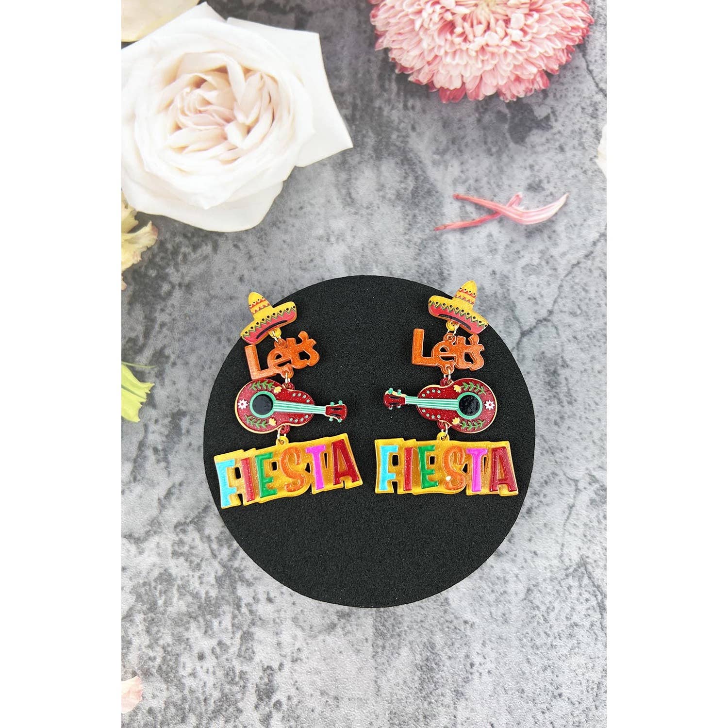 MULTI  ACRYLIC LETS FIESTA CINCO DE MAYO DROP EARRING for wholesale on Faire0