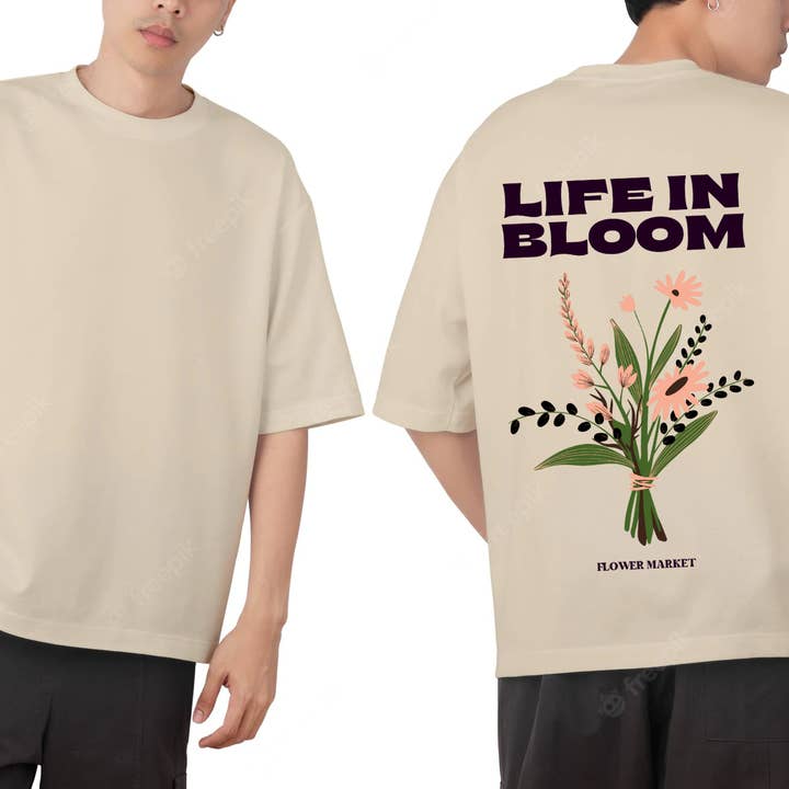 Life In Bloom Tshirt | Minimalist Print Tshirt | Indie Tshirt | Floral Tshirt for wholesale by WeareGMD
