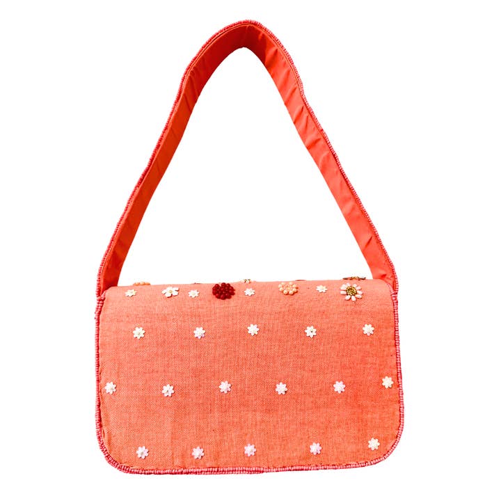VANI TRAPANI - Wholesale Shoulder Bag - Women's - Peach Beaded Shoulder Bag – Handmade Floral Summer Purse2