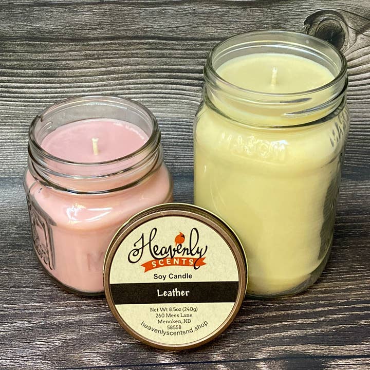 Bougie de soja en cuir pour la vente par Heavenly Scents LLC